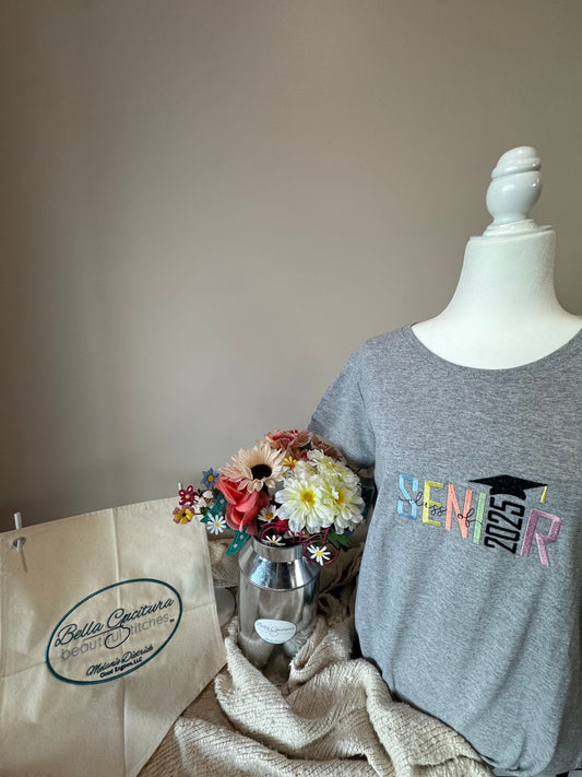 Senior T-Shirt MultiColored Class of 2025 with Grad Hat