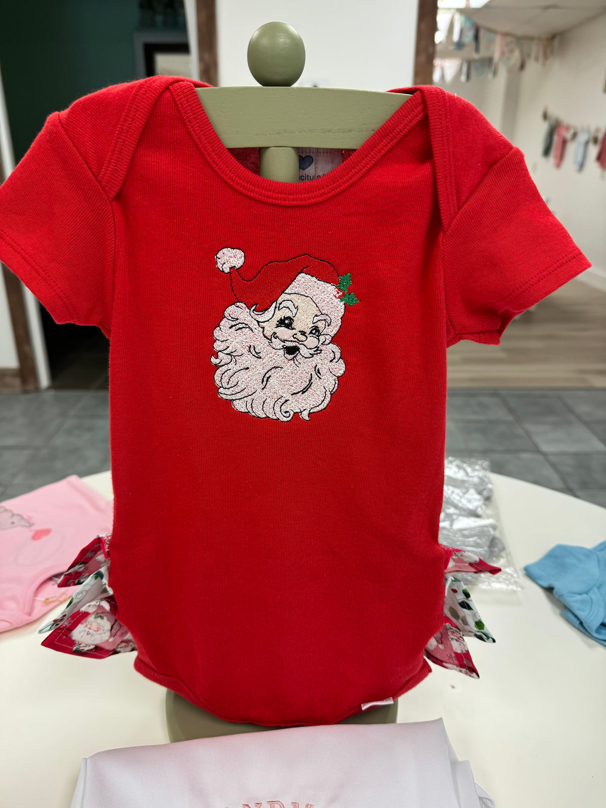 Vintage Santa Clause Ruffle Bum Onesie