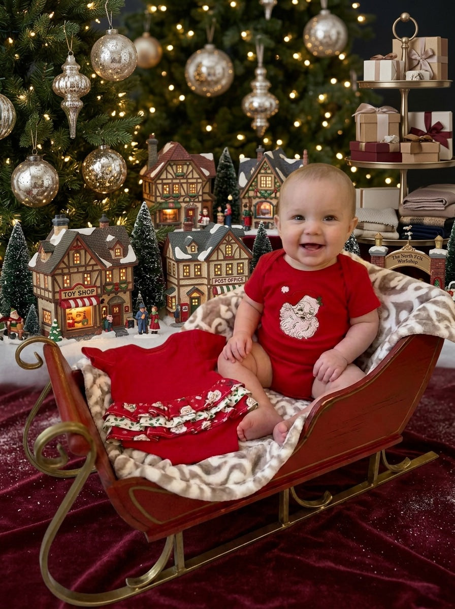 Vintage Santa Clause Ruffle Bum Onesie