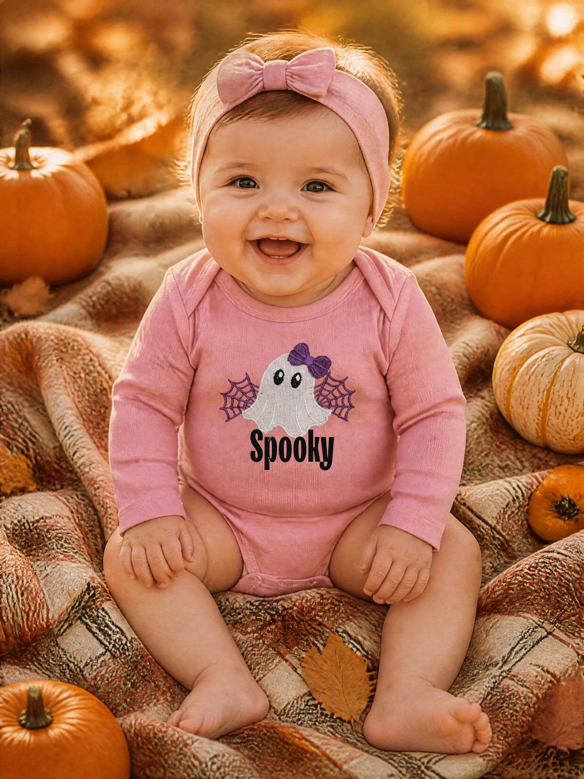 Glow-In-The-Dark Spooky Ghost Long Sleeve Onesie